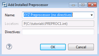 [Add Installed Preprocessor] ダイアログ ボックス