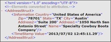 生成された XML ドキュメント address09b.xml の内容
