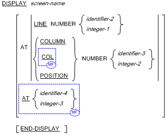 DISPLAY 文の書き方 2 の一般形式の構文